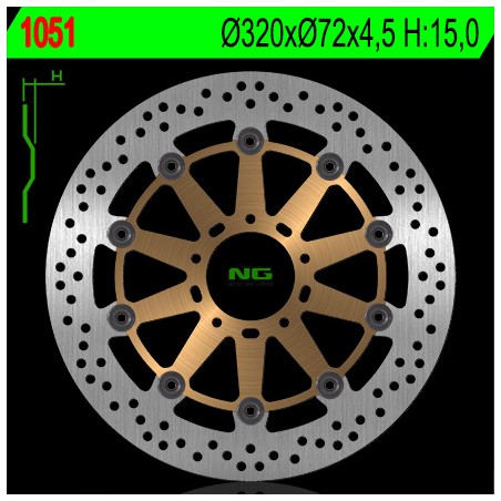 NG TARCZA HAMULCOWA PRZÓD DUCATI 749/848/999/1000/1100 '02-17 (320X72X4,5MM) (5X8,5MM) PŁYWAJĄCA