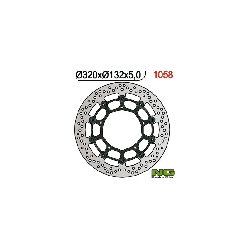 NG TARCZA HAMULCOWA PRZÓD YAMAHA YZF R1 '04-'06 / '15-'16, FZ1 '06-13, R6 '20-, V-MAX '09-16, MT-10 '16-21 (320X132X5MM) (5X8,5M