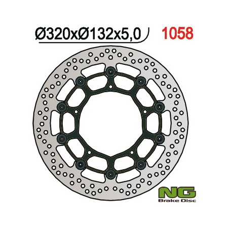 NG TARCZA HAMULCOWA PRZÓD YAMAHA YZF R1 '04-'06 / '15-'16, FZ1 '06-13, R6 '20-, V-MAX '09-16, MT-10 '16-21 (320X132X5MM) (5X8,5M