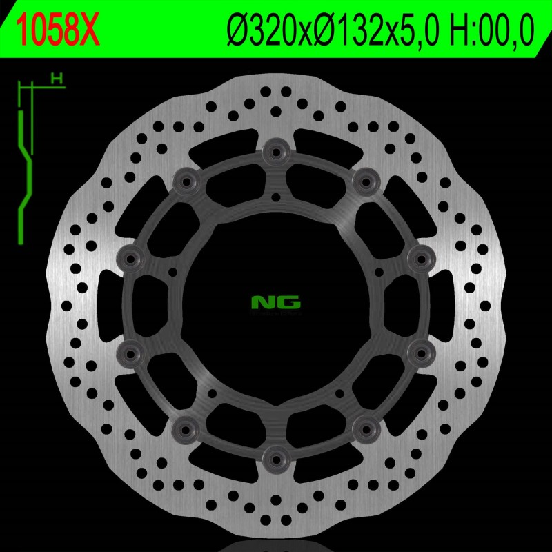 NG TARCZA HAMULCOWA PRZÓD YAMAHA YZF R1 '04-'06 / '15-'16, FZ1 '06-13, R6 '20-, V-MAX '09-16, MT-10 '16-21 (320X132X5MM) (5X8,5M