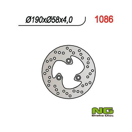 NG TARCZA HAMULCOWA TYŁ YAMAHA 125 MAJESTY '01-'08 (190X58X4 / 3,7 / 3,7)