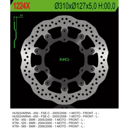 NG TARCZA HAMULCOWA PRZÓD KTM 450/525/560 SMR, HUSQVARNA (310X127X5) (6X6,5MM) WAVE