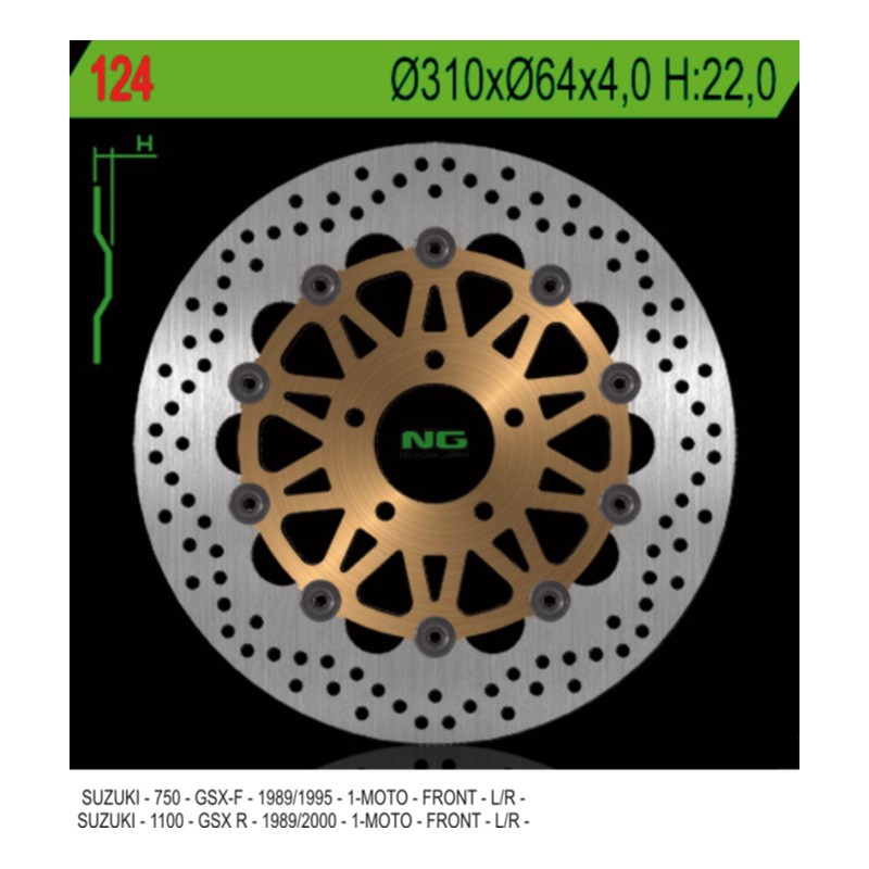 NG TARCZA HAMULCOWA PRZÓD SUZUKI GSXR 1100 '89-'00, GSXR 750 '89-'95 (310X64X4)