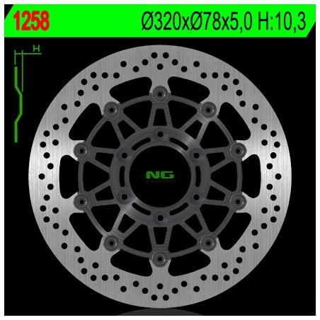 NG TARCZA HAMULCOWA PRZÓD TRIUMPH SPRINT ST/RS 955 '98-'04, SPEED TRIPLE 900/955 '97-'01 PŁYWAJĄCA (320X78X5)(6X10,50MM) PŁYWAJĄ