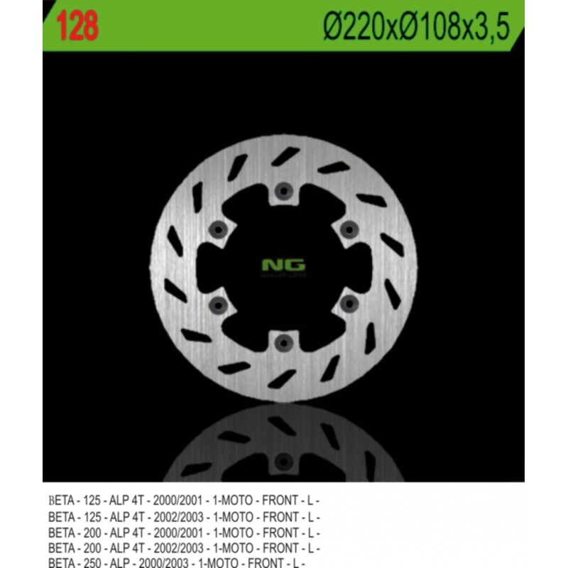 NG TARCZA HAMULCOWA PRZÓD BETA 125/200/250 ALP '00-'03 (220X108X3,5) (6X6,5MM)