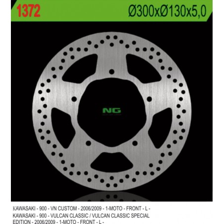 NG TARCZA HAMULCOWA PRZÓD KAWASAKI VN 900 CLASSIC/CUSTOM '06-'09 (300X130X5MM) 5 OTWORÓW O ŚR.10,5