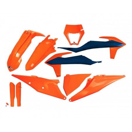 UFO 2024/01 KOMPLET PLASTIKÓW Z OSŁONAMI TELESKOPÓW (AMORTYZATORÓW) KTM EXC 125 '20-'21, EXC 250 / 300 '20-'23, EXC-F 250 / 350 