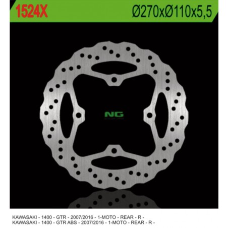 NG TARCZA HAMULCOWA TYŁ KAWASAKI GTR 1000 07-18(270X110X5,5MM) (4 OTWORY 10,5MM) WAVE