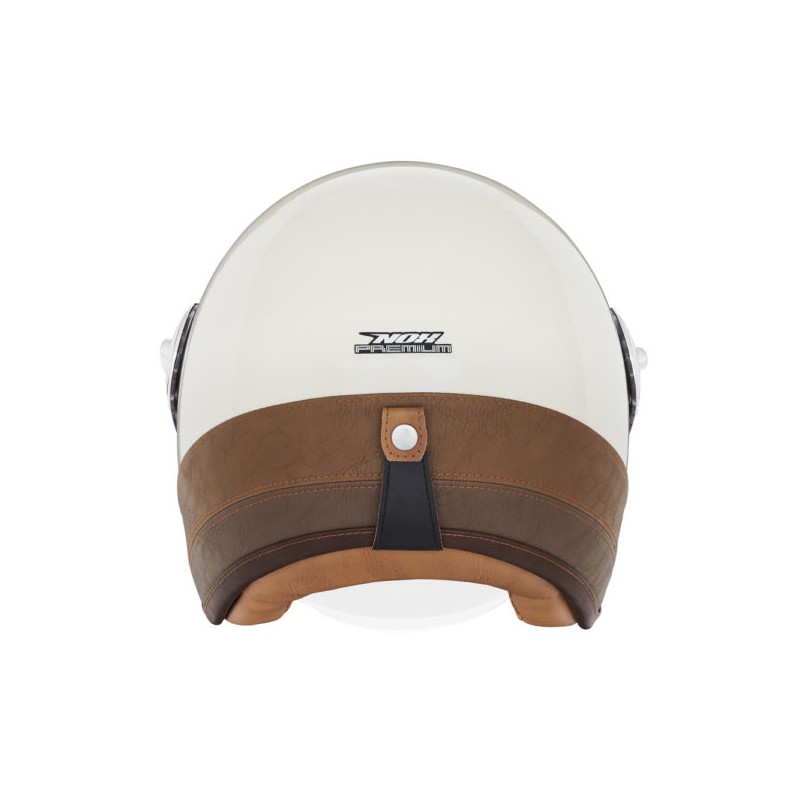 NOX PREMIUM KASK OTWARTY JET HERITAGE LEATHER KOLOR KREMOWY/BRĄZOWY ROZMIAR XL