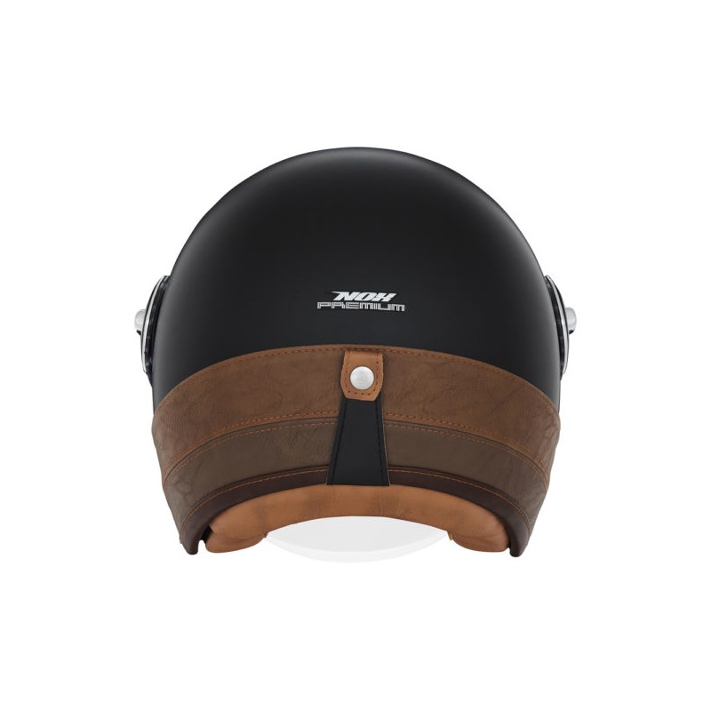 NOX PREMIUM KASK OTWARTY JET HERITAGE LEATHER KOLOR CZARNY/BRĄZOWY ROZMIAR M