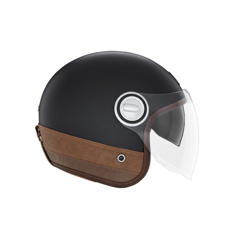 NOX PREMIUM KASK OTWARTY JET HERITAGE LEATHER KOLOR CZARNY/BRĄZOWY ROZMIAR L