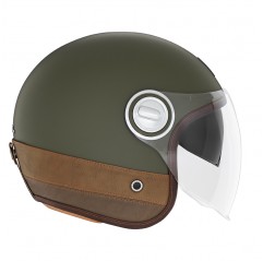 NOX PREMIUM KASK OTWARTY JET HERITAGE LEATHER KOLOR KHAKI/BRĄZOWY ROZMIAR L