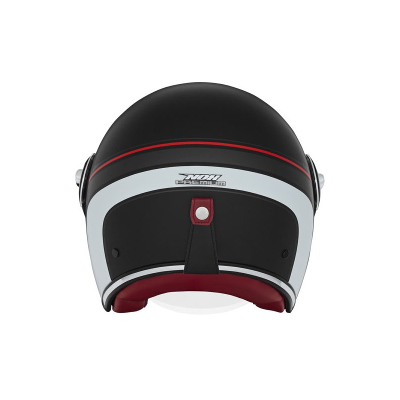 NOX PREMIUM KASK OTWARTY JET HERITAGE LINE KOLOR CZARNY MAT/CZERWONY/BIAŁY ROZMIAR M