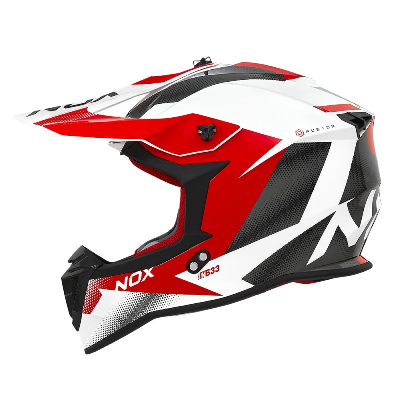 NOX KASK CROSS / OFFROAD N633 FUSION KOLOR BIAŁY/CZERWONY ROZMIAR L (ZAPIĘCIE MIKROMETRYCZNE)