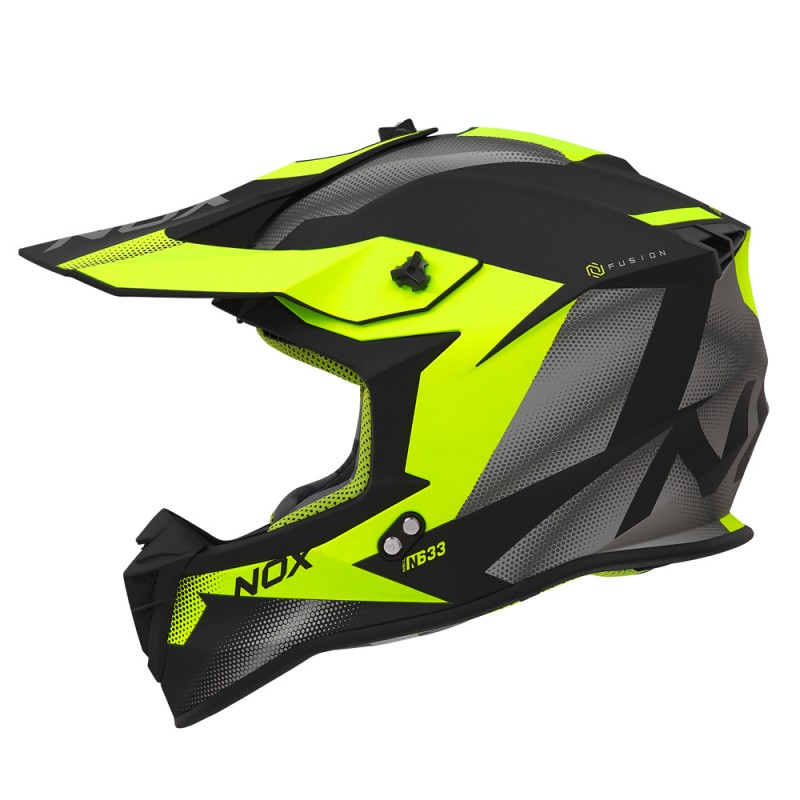 NOX KASK CROSS / OFFROAD N633 FUSION KOLOR CZARNY MAT/ŻÓŁTY FLUO ROZMIAR L (ZAPIĘCIE MIKROMETRYCZNE)