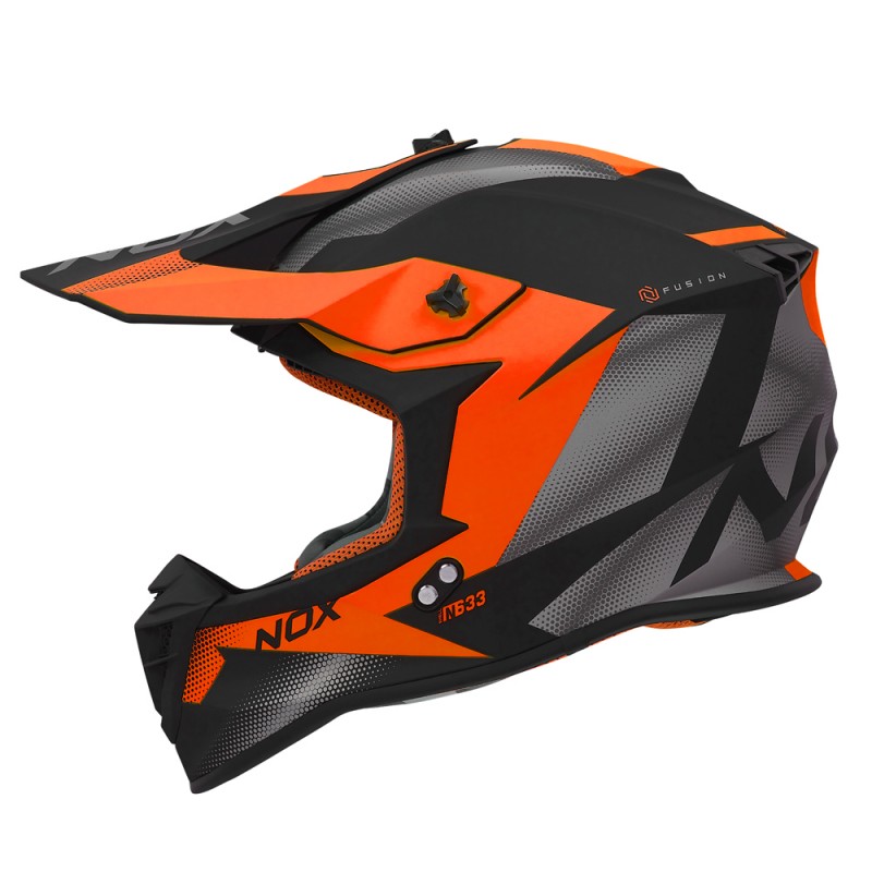 NOX KASK CROSS / OFFROAD N633 FUSION KOLOR CZARNY MAT/POMARAŃCZOWY ROZMIAR L (ZAPIĘCIE MIKROMETRYCZNE)