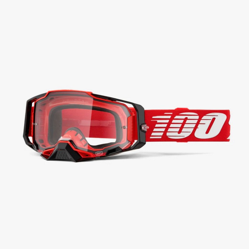 100 PROCENT GOGLE MODEL ARMEGA RED - CLEAR LENS KOLOR CZERWONY/CZARNY/BIAŁY SZYBA PRZEŹROCZYSTA