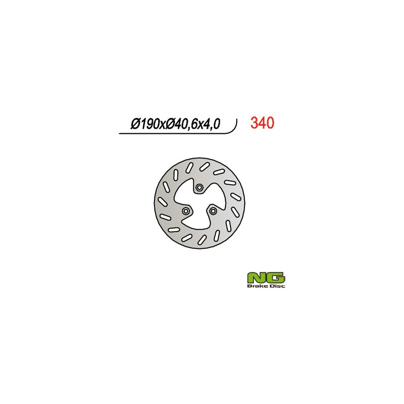 NG TARCZA HAMULCOWA PRZÓD PGO 50/110/125/150 (190x40,6x4)