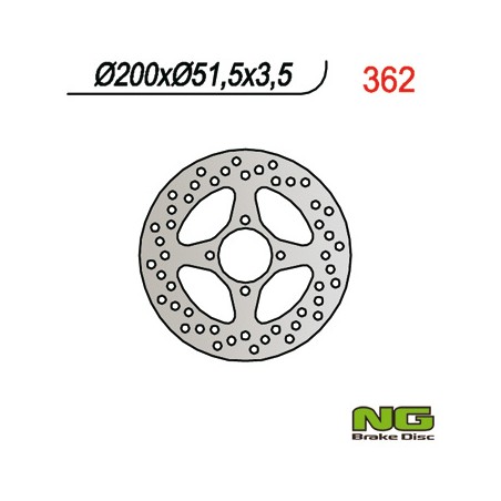 NG TARCZA HAMULCOWA TYŁ YAMAHA YFM 350/ YFZ 450 03-04 (200X51X3,5) (4X8,5MM)