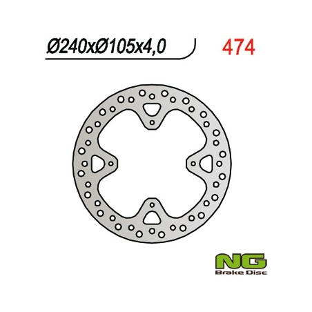 NG TARCZA HAMULCOWA TYŁ HONDA XR 650R 00-06 (240x105x4) (4X6,5MM)