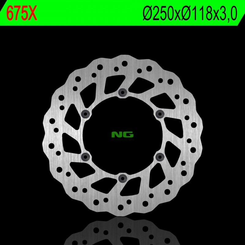 NG TARCZA HAMULCOWA PRZÓD SUZUKI RM/RMZ 250/DRZ, YAMAHA YZ/YZF/WR 02-19 (250X118X3) (6X6,5MM) WAVE - ZASTĘPUJE NG854