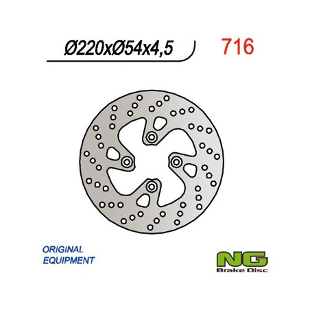 NG TARCZA HAMULCOWA PRZÓD YAMAHA MAJESTY 125 98-09, MBK 125/150/180 (220X54X4,5) (4X8,5MM)