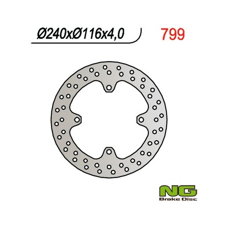 NG TARCZA HAMULCOWA TYŁ KAWASAKI KX 125/250 (03-08), KXF 250 (04-19), 450 (05-19), SUZUKI RMZ 250 (04-06) (240X116X4) 4 OTWORY O