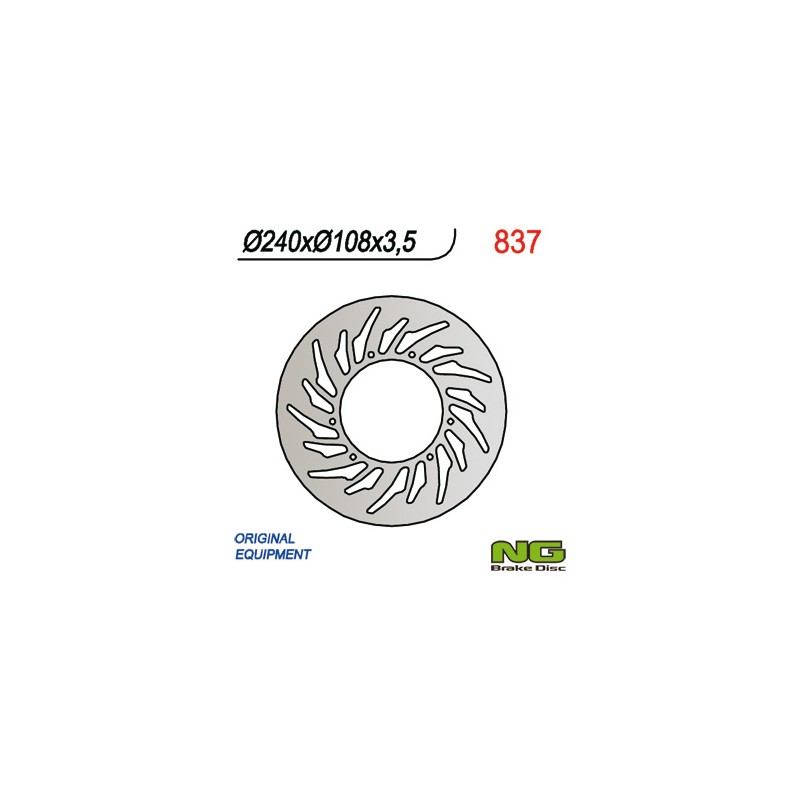 NG TARCZA HAMULCOWA PRZÓD YAMAHA DT 50R 03-08, XT 125R 05-08, MBK 50X-LIMIT 03-05 (240X108X3,5) (6X6,5MM)