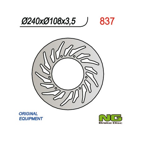 NG TARCZA HAMULCOWA PRZÓD YAMAHA DT 50R 03-08, XT 125R 05-08, MBK 50X-LIMIT 03-05 (240X108X3,5) (6X6,5MM)