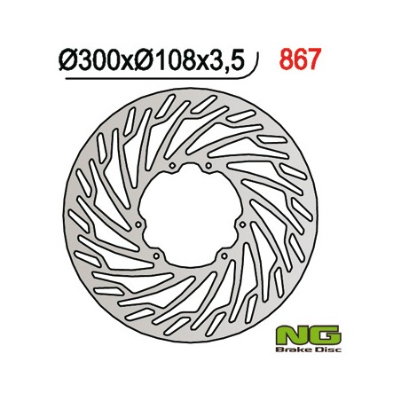 NG TARCZA HAMULCOWA PRZÓD DERBI 50/125, APRILIA 50/125, RIEJU 50 SMX (300x108x3,5)