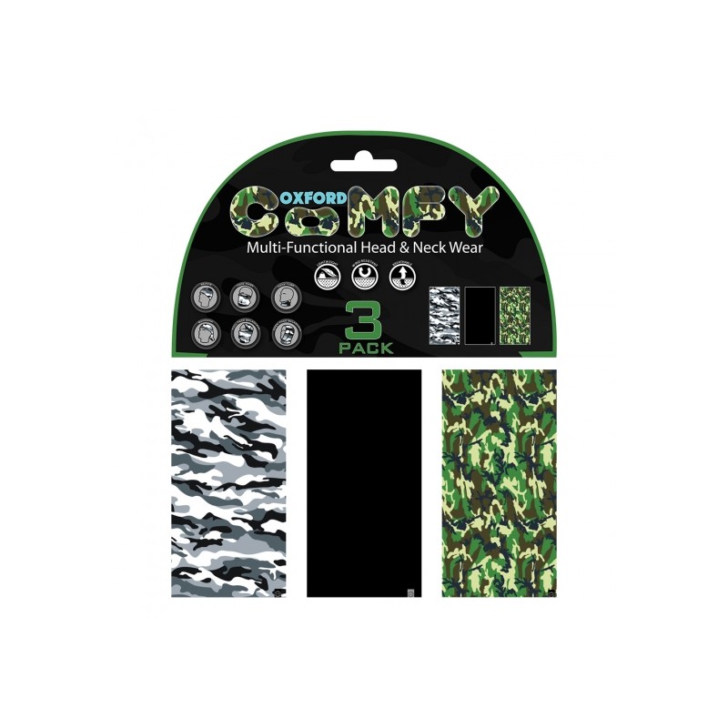 OXFORD KOŁNIERZ WIELOFUNKCYJNY WIATROODPORNY COMFY 3 SZTUKI W OPAKOWANIU KOLOR CAMO