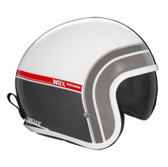 NOX PREMIUM KASK OTWARTY JET NEXT TRAKER KOLOR BIAŁY/CZERWONY ROZMIAR L (CIEMNA BLENDA)