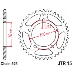 JT 2024/03 ZĘBATKA TYLNA 4456 43 BENELLI LEONCIO 500 '18-'20 (445643JT) (ŁAŃC. 525) (OEM: 60002P100000)