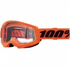 100 PROCENT GOGLE MODEL STRATA 2 NEON ORANGE - CLEAR LENS - KOLOR POMARAŃCZOWY FLUO SZYBKA PRZEŹROCZYSTA