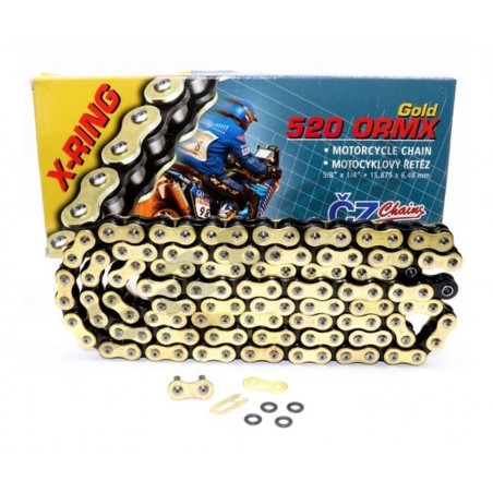 CZ 2024/04 ŁAŃCUCH NAPĘDOWY 520 ORMX (122 OGNIW) ACTIVE RING (X-RING) ZŁOTY DO 600 CCM (ENDURO) (34,5 KN) + ZAPINKA