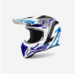 AIROH NOWOŚĆ KASK CROSS / ENDURO / ATV / QUAD AVIATOR ACE 2 GROUND BLUE GLOSS KOLOR SZARY/BIAŁY/NIEBIESKI ROZMIAR M