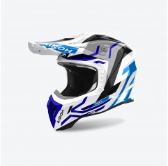 AIROH NOWOŚĆ KASK CROSS / ENDURO / ATV / QUAD AVIATOR ACE 2 GROUND BLUE GLOSS KOLOR SZARY/BIAŁY/NIEBIESKI ROZMIAR L