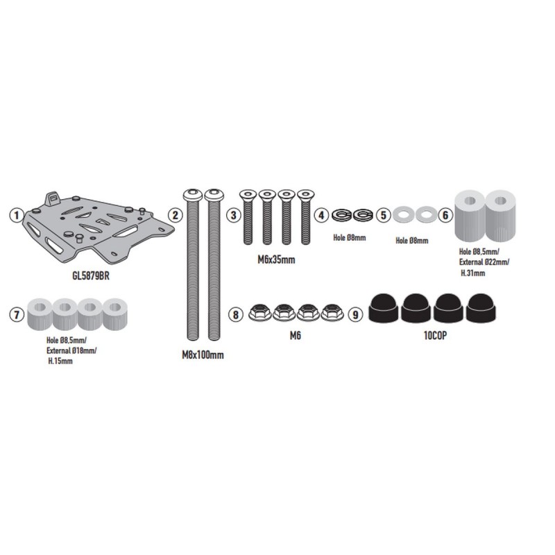 KAPPA 2024/06 STELAŻ KUFRA CENTRALNEGO (ANODOWANE ALUMINIUM) VOGE VALICO 900 DSX '24- ALUMINIOWY MONOKEY