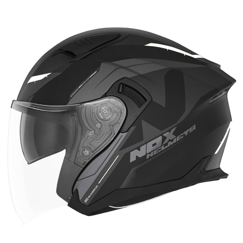 NOX KASK OTWARTY JET Z BLENDĄ N130 KLINT KOLOR CZARNY/SZARY/BIAŁY MAT ROZMIAR XS