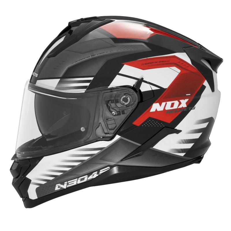 NOX KASK INTEGRALNY (FULL FACE) Z BLENDĄ N304S CARVER KOLOR CZARNY/BIAŁY/CZERWONY ROZMIAR XL