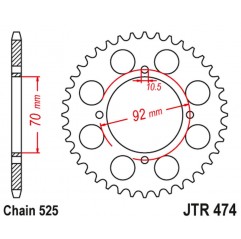 JT ZĘBATKA TYLNA JTR474 48 KAWASAKI KH 250 '75-82', S1 250 '73-75' (47448JT) (ŁAŃĆ.525) NA ZAMÓWIENIE