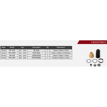 SHOWA 2024/07 ZESTAW NAPRAWCZY AMORTYZATORA TYLNEGO HONDA CRF 450 R '21-'24, CRF 450 RX '21-'24, CRF 250 R '22-'24, CRF 250 RX '