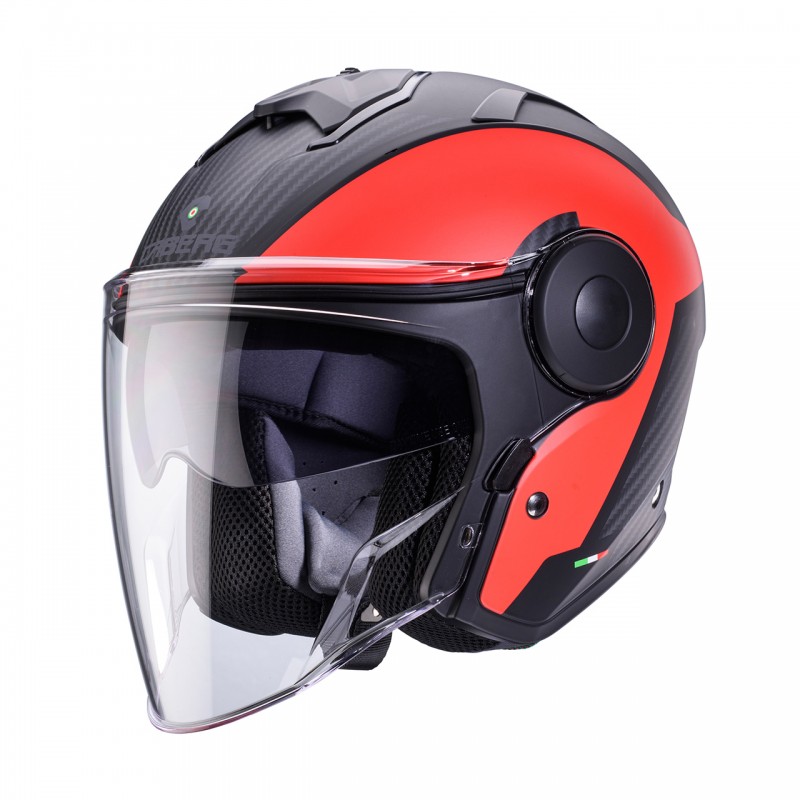 CABERG KASK OTWARTY JET Z BLENDĄ MODEL SOHO MILANO KOLOR CZERWONY/CZARNY MAT ROZMIAR XL