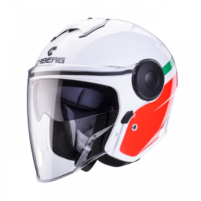 CABERG KASK OTWARTY JET Z BLENDĄ MODEL SOHO ZEPHYR KOLOR BIAŁY/ZIELONY/CZERWONY ROZMIAR M