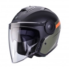 CABERG KASK OTWARTY JET Z BLENDĄ MODEL SOHO ZEPHYR KOLOR CZARNY/ZIELONY/POMARAŃCZOWY MAT ROZMIAR M