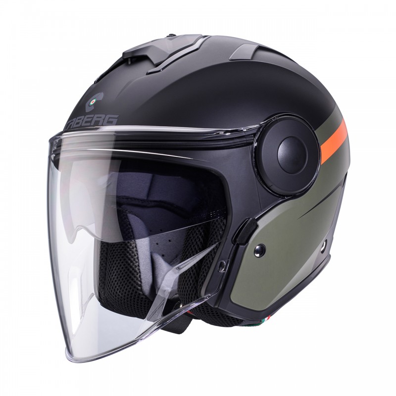 CABERG KASK OTWARTY JET Z BLENDĄ MODEL SOHO ZEPHYR KOLOR CZARNY/ZIELONY/POMARAŃCZOWY MAT ROZMIAR L