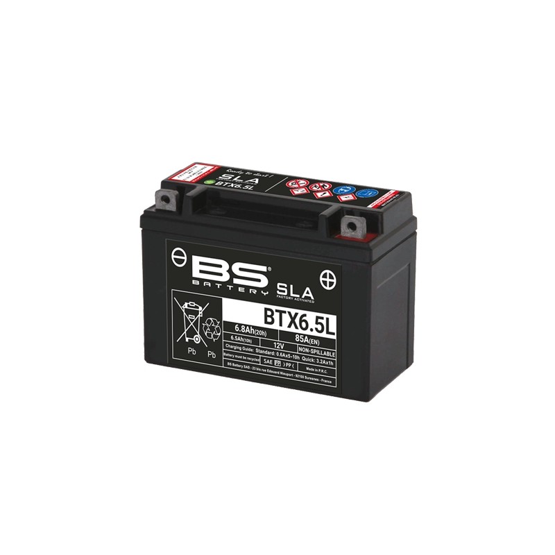 BS AKUMULATOR BTX6.5L (FA) (YTX6.5L) 12V 6.8AH 139X66X102 BEZOBSŁUGOWY - ZALANY (85A) (10)