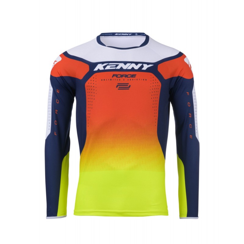 KENNY RACING KOSZULKA CROSS/ENDURO MODEL FORCE SPRING SUMMER KOLOR NIEBIESKI/BIAŁY/POMARAŃCZOWY/ŻÓŁTY ROZMIAR XXL