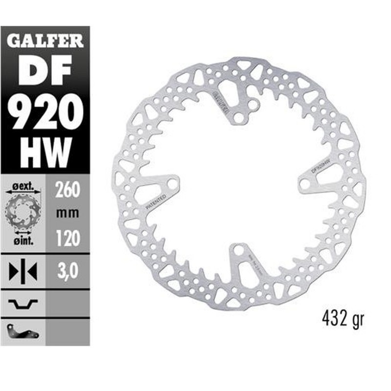 GALFER TARCZA HAMULCOWA PRZÓD SHERCO SE 125 '21-'24 250SE/SEF '14-'24 300SE/SEF '14-'24 450SEF '15-'24 (260X120X3MM) SHARK ENDUR