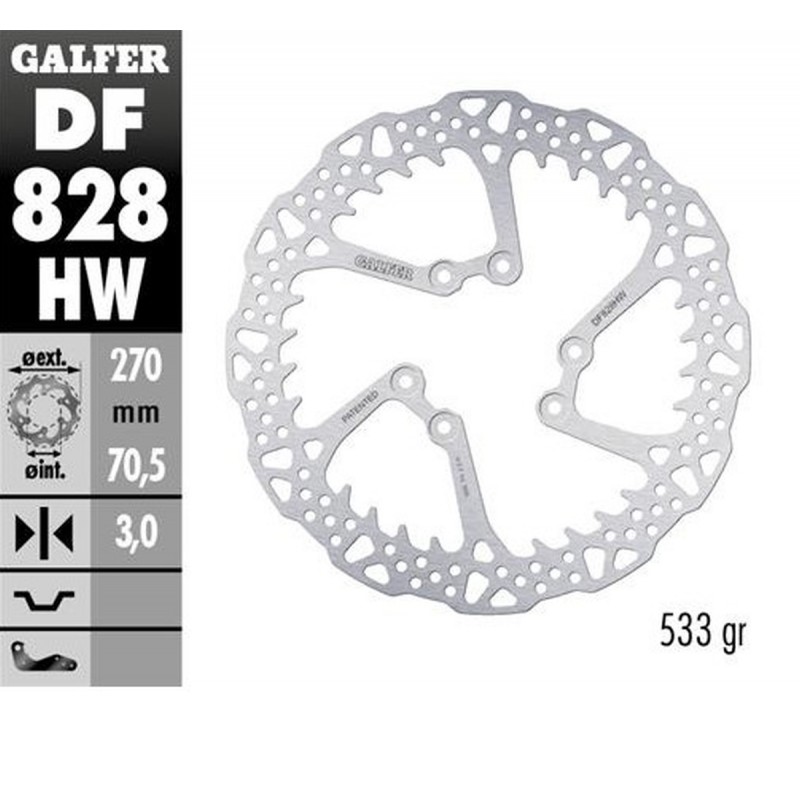 GALFER TARCZA HAMULCOWA PRZÓD TM EN/MX/SMR/SMX 125/144/250/300/400/450/530 '00-'24 (270X70,5X3MM) SHARK ENDURO MX